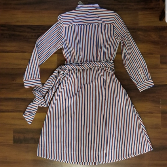 J.Crew red/whte/blue buttonup dress w/sash NWT 6 - Picture 5 of 5